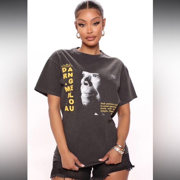 Fashion Nova Maya Angelou Washed Tee - Black Wash - Picture 10 of 13